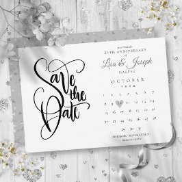 Kalender met hart voor 25-jarig jubileum uitnodigi save the date