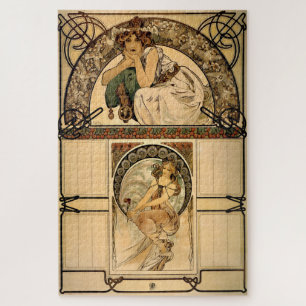 Kalender met kersenbloesem van Mucha Legpuzzel