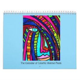 Kalender met Kleurrijke Abstracte Gezichten