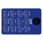 Kalender met Logo Basic Blue White Minimal Magneet (Horizontaal)
