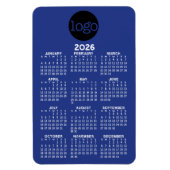 Kalender met Logo Basic Blue White Minimal Magneet (Verticaal)