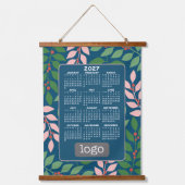 Kalender met logo - Botanische Blauwe Perzik Hangend Wandkleed (Voorkant)