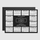 Kalender met logo Contact Info Zwart - Magneet (Voorkant / Achterkant)