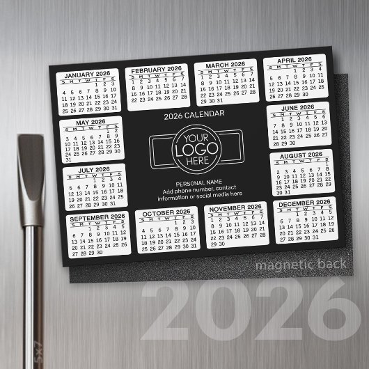 Kalender met logo Contact Info Zwart - Magneet
