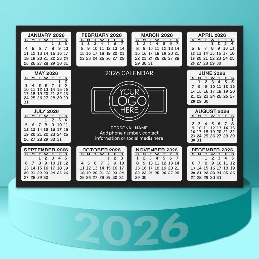 Kalender met logo Contact Info Zwart - Magneet