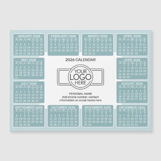 Kalender met logo Contact informatie Magneet (Voorkant)