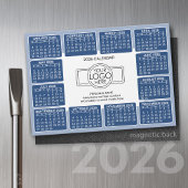 Kalender met logo Contactgegevens Blauwe magneet