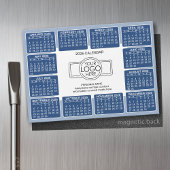 Kalender met logo Contactgegevens Blauwe magneet