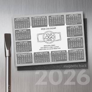 Kalender met logo Contactinformatie Grey Magnet