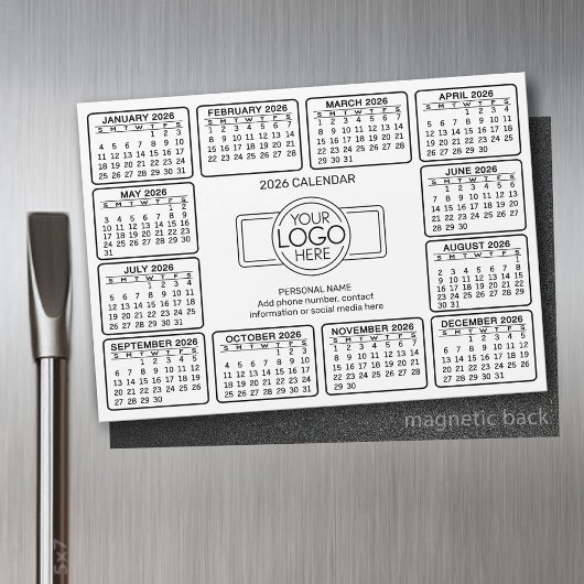 Kalender met logo Contactinformatie Magneet