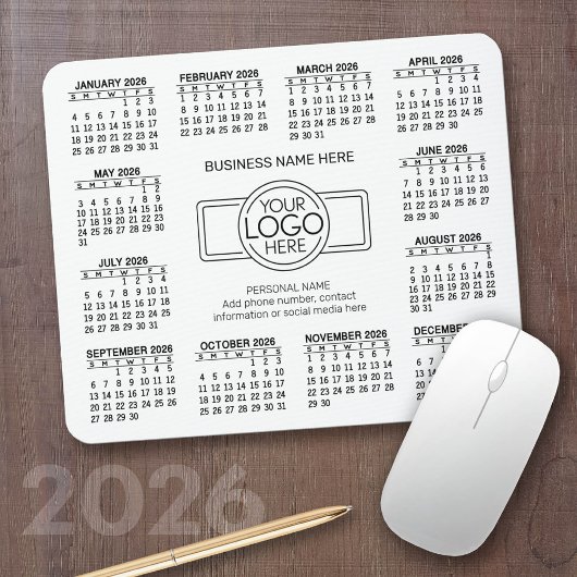 Kalender met logo Contactinformatie Magneet Muismat