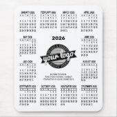 Kalender met logo, Contactinformatie Wit Muismat (Voorkant)