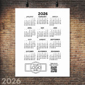 Kalender met Logo en QR-code - Zwart Wit Poster