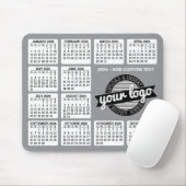 Kalender met logo en Tekst - Grijs en Wit Muismat (Met muis)