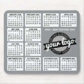 Kalender met logo en Tekst - Grijs en Wit Muismat (Voorkant)