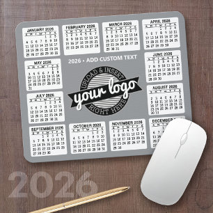 Kalender met logo en Tekst - Grijs en Wit Muismat