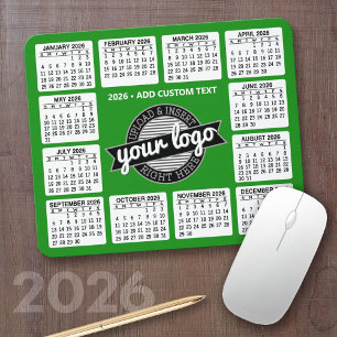 Kalender met logo en tekst - Groen en Wit Muismat