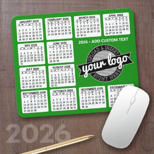 Kalender met logo en tekst - Groen en Wit Muismat
