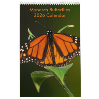 Kalender met monarchvlinders op één pagina