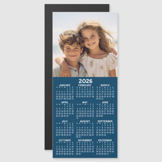 Kalender met Photo Collage blauwe achtergrond magn (Voorkant / Achterkant)
