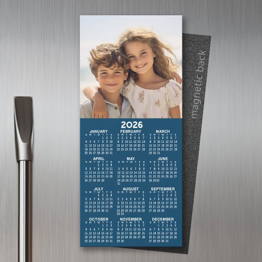 Kalender met Photo Collage blauwe achtergrond magn
