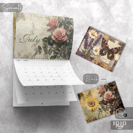 Kalender met vintage bloemen en vlinders