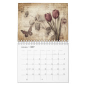 Kalender met vintage bloemen en vlinders (Jan 2027)