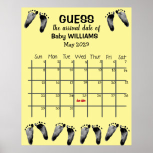 Kalender met voetafdrukken poster om de uitgereken