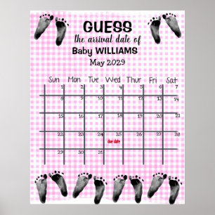Kalender met voetafdrukken poster om de uitgereken