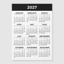 Kalender met volledig jaaroverzicht 2027 Zwart Wit