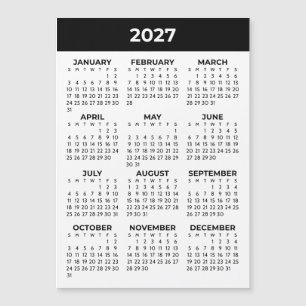 Kalender met volledig jaaroverzicht 2027 Zwart Wit