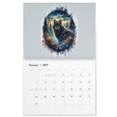 Kalender met Zwarte Wolven in Besneeuwd Noordelijk (Feb 2027)