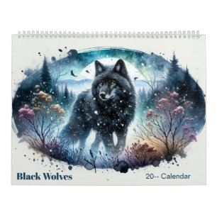 Kalender met Zwarte Wolven in Besneeuwd Noordelijk