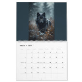 Kalender met Zwarte Wolven in Besneeuwd Noordelijk (Mar 2027)