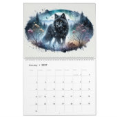 Kalender met Zwarte Wolven in Besneeuwd Noordelijk (Jan 2027)