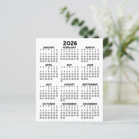 Kalender Mini Voljaar Uitzicht Flat Sheet Papier (Staand voorkant)