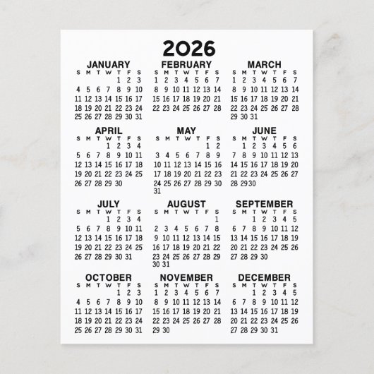 Kalender Mini Voljaar Uitzicht Flat Sheet Papier (Voorkant)