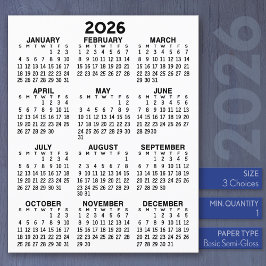 Kalender Mini Voljaar Uitzicht Flat Sheet Papier