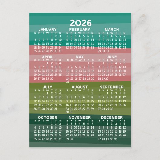 Kalender - modern abstract streeppatroon briefkaart (Voorkant)