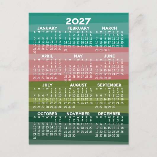 Kalender - modern abstract streeppatroon briefkaart (Voorkant)