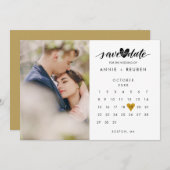 Kalender Modern Elegant Gouden Hart Foto Bruiloft Save The Date (Voorkant / Achterkant)