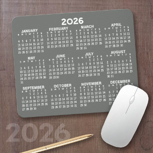 Kalender - modern grijs en wit eenvoudig muismat