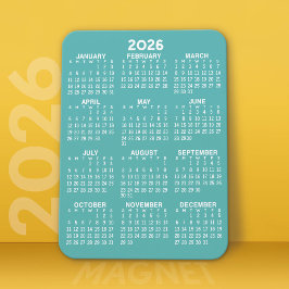Kalender - Modern, minimaal Aqua en wit Magneet