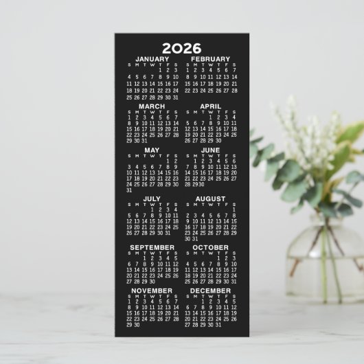 Kalender - Modern Minimal Tall Black White Kaart (Staand voorkant)