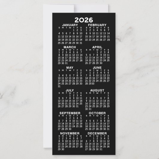 Kalender - Modern Minimal Tall Black White Kaart (Voorkant)