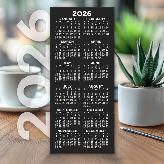 Kalender - Modern Minimal Tall Black White Kaart
