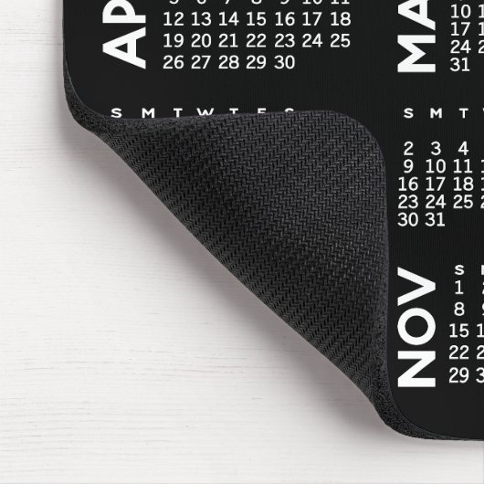 Kalender - modern zwart-wit eenvoudig muismat (Hoek)