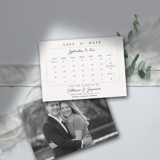 Kalender Moderne Kalligrafie Elegante Fotobruiloft Save The Date
