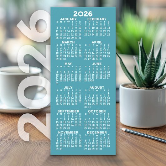 Kalender - Moderne Minimaal Lange Blauwe Witte Kaa