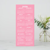Kalender - Moderne Minimaal Lange Roze Witte Kaart (Staand voorkant)
